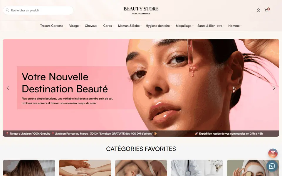 Beauty Store (Online parapharmacy): home page of the website