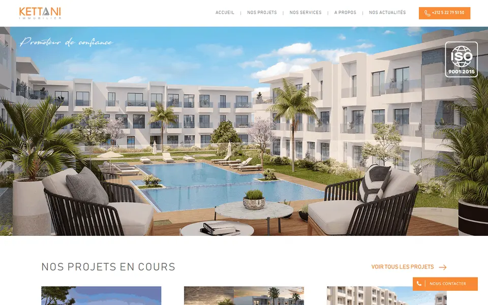 Kettani Immobilier (Promoteur immobilier) : page d’accueil du site