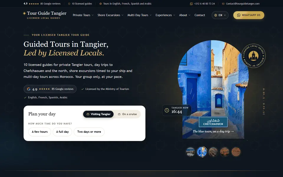 Tour Guide Tanger (Tourisme) : page d’accueil du site