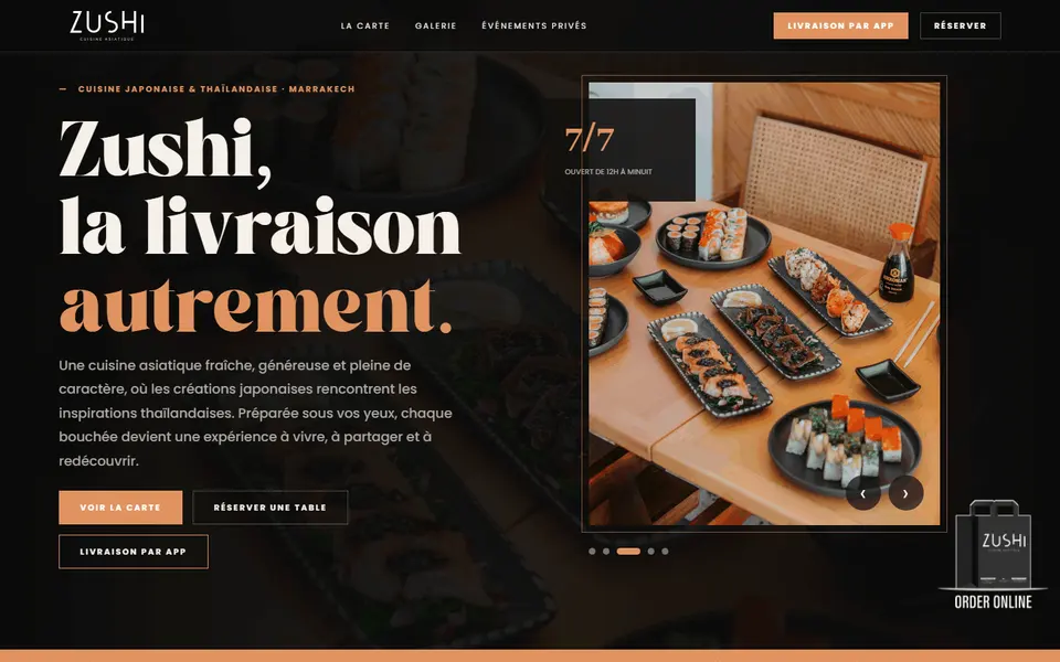 Zushi Marrakech (Restaurant) : page d’accueil du site